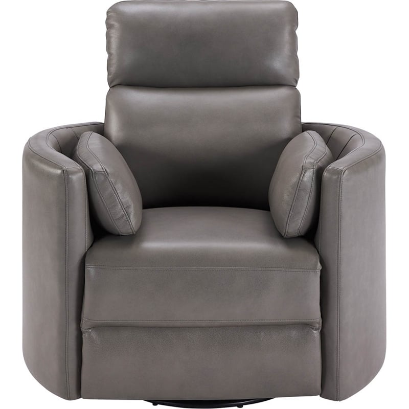 Parker Living Radius Leather Power Cordless Swivel Glider Recliner in Gray