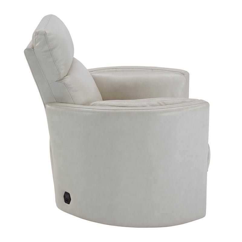 Parker Living Radius Leather Power Cordless Swivel Glider Recliner in Ivory