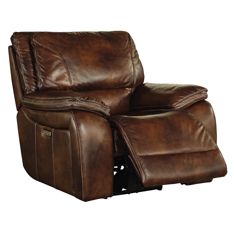 Parker Living Vail Transitional Leather Power Recliner in Burnt Sienna