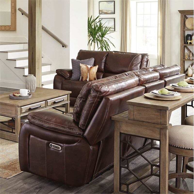 Parker Living Vail Transitional Leather Power Recliner in Burnt Sienna