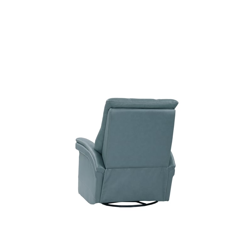 Parker Living Carnegie Leather Power Cordless Swivel Glider Recliner in Blue