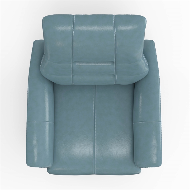 Parker Living Carnegie Leather Power Cordless Swivel Glider Recliner in Blue