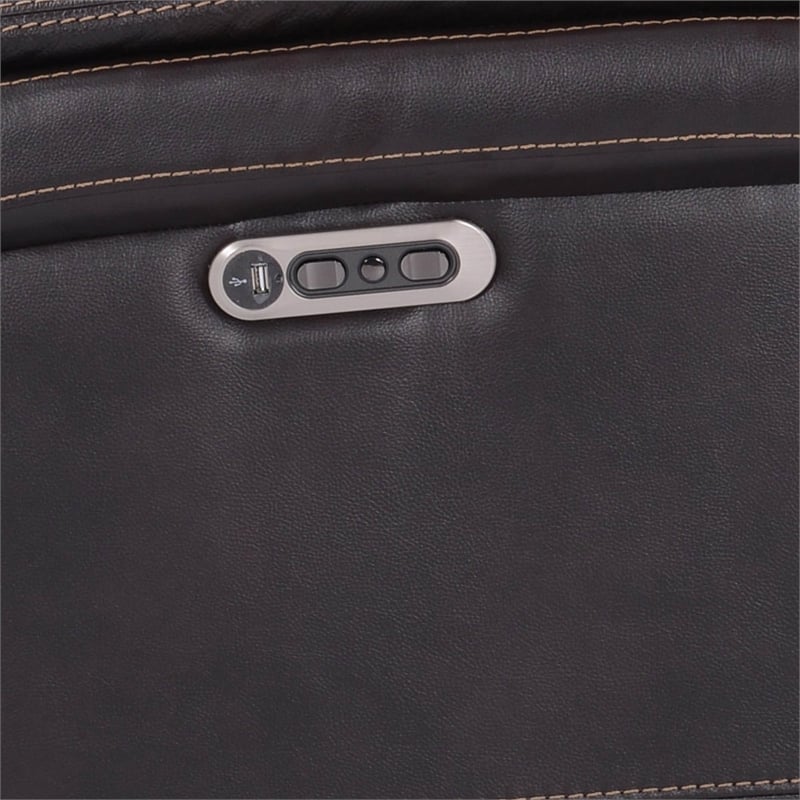 Parker Living Carnegie Leather Power Cordless Swivel Glider Recliner in Coffee