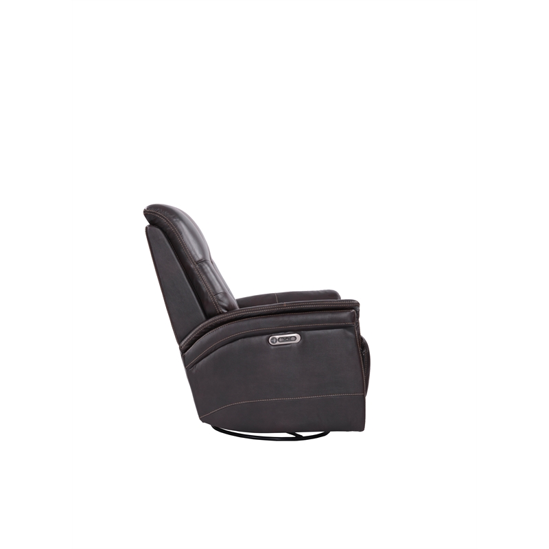 Parker Living Carnegie Leather Power Cordless Swivel Glider Recliner in Coffee