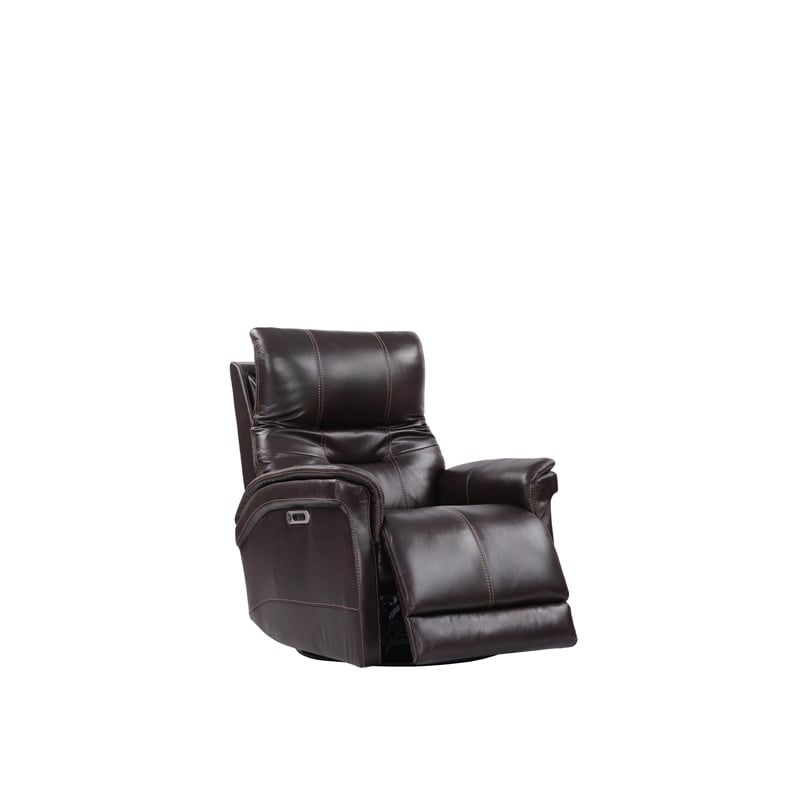 Parker Living Carnegie Leather Power Cordless Swivel Glider Recliner in Coffee
