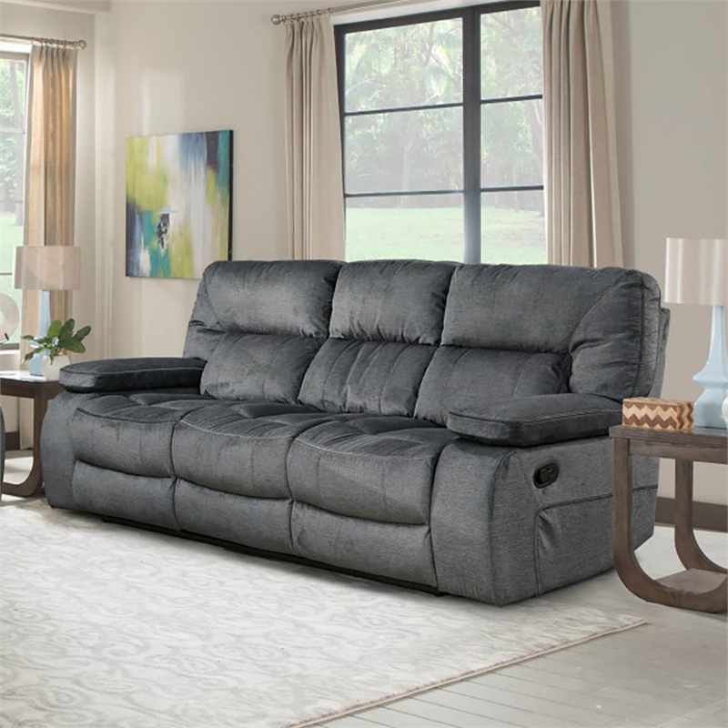 Parker Living Chapman Polyester Manual Drop Down Console Sofa in Polo Gray