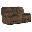 Parker Living Cooper Transitional Polyester Console Loveseat in Shadow Brown