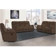 Parker Living Cooper Transitional Polyester Console Loveseat in Shadow Brown
