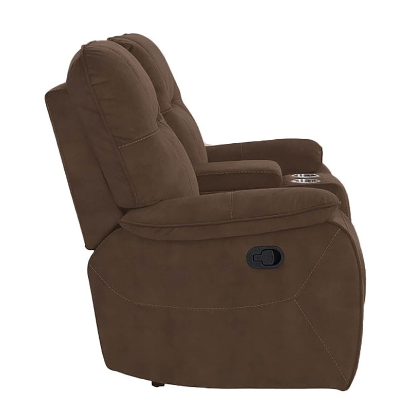 Parker Living Cooper Transitional Polyester Console Loveseat in Shadow Brown