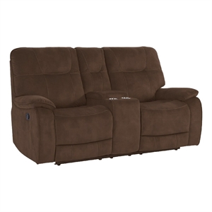 parker living cooper transitional polyester console loveseat in shadow brown