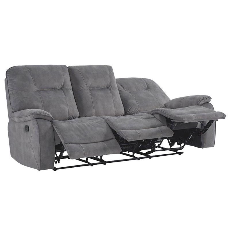Parker Living Cooper Polyester Manual Triple Reclining Sofa in Shadow Gray