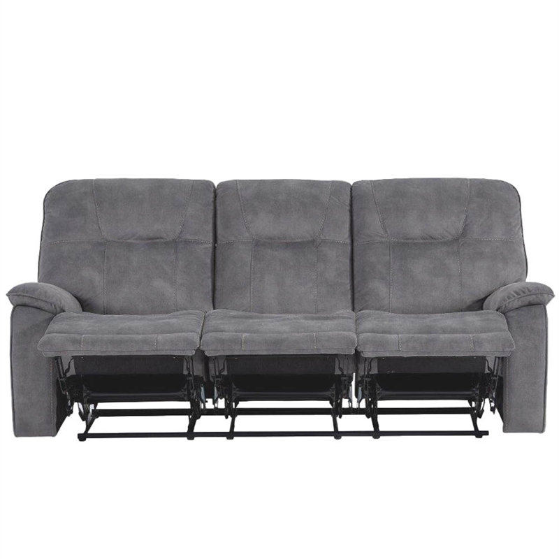 Parker Living Cooper Polyester Manual Triple Reclining Sofa in Shadow Gray