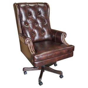 Parker Living 49&quot Transitional Leather Swivel Desk Chair in Brown