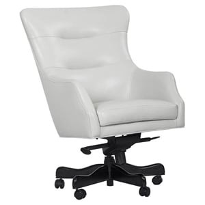 Parker Living 45&quot Transitional Leather Swivel Desk Chair in White/Black