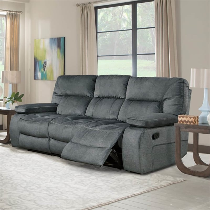 Parker Living Chapman Polyester Manual Triple Reclining Sofa in Polo Gray
