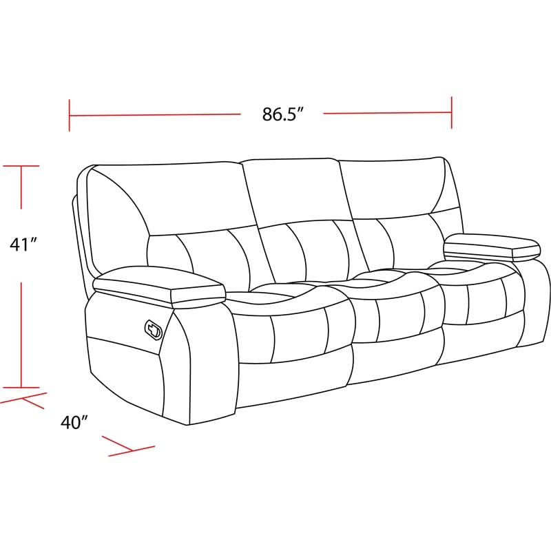 Parker Living Chapman Polyester Manual Triple Reclining Sofa in Polo Gray