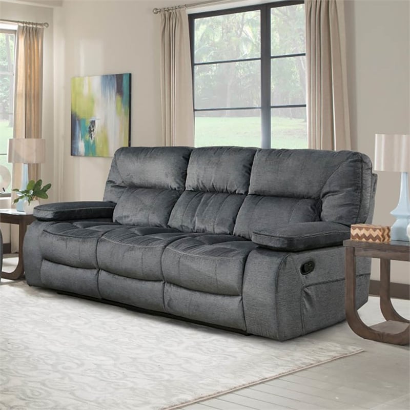 Parker Living Chapman Polyester Manual Triple Reclining Sofa in Polo Gray