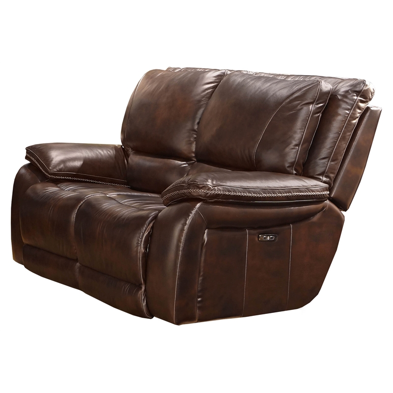 Parker Living Vail Transitional Leather Power Loveseat in Burnt Sienna