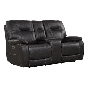 parker living axel polyester/pu power console loveseat in ozone black