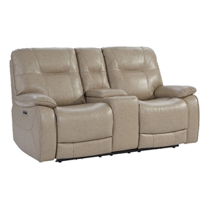 parker living axel polyester/pu power console loveseat in tan