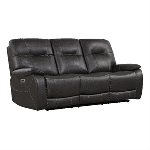 parker living axel polyester/pu power sofa in ozone black finish