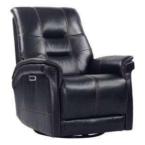 parker living carnegie leather power cordless swivel glider recliner in black
