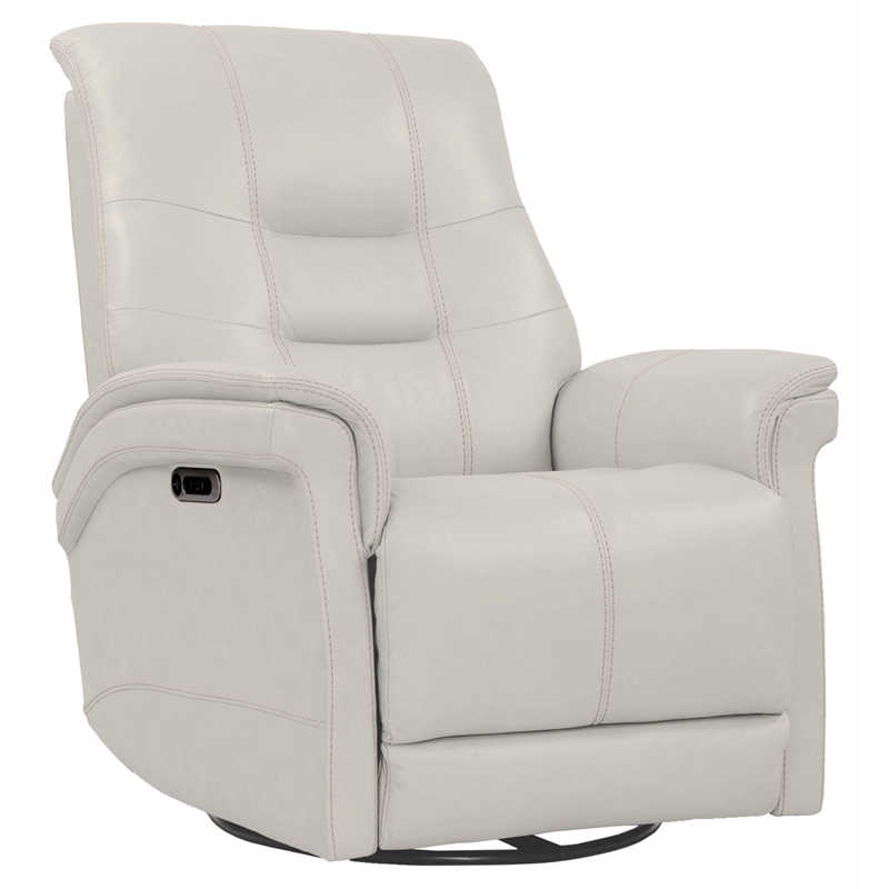 Parker Living Carnegie Leather Power Cordless Swivel Glider Recliner in Ivory