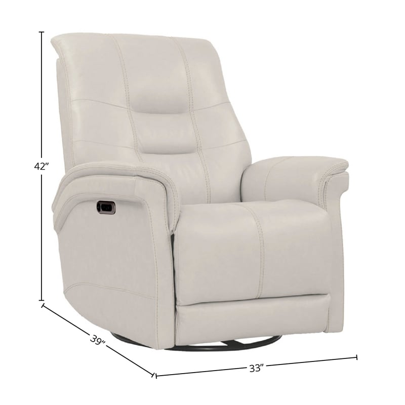 Parker Living Carnegie Leather Power Cordless Swivel Glider Recliner in Ivory