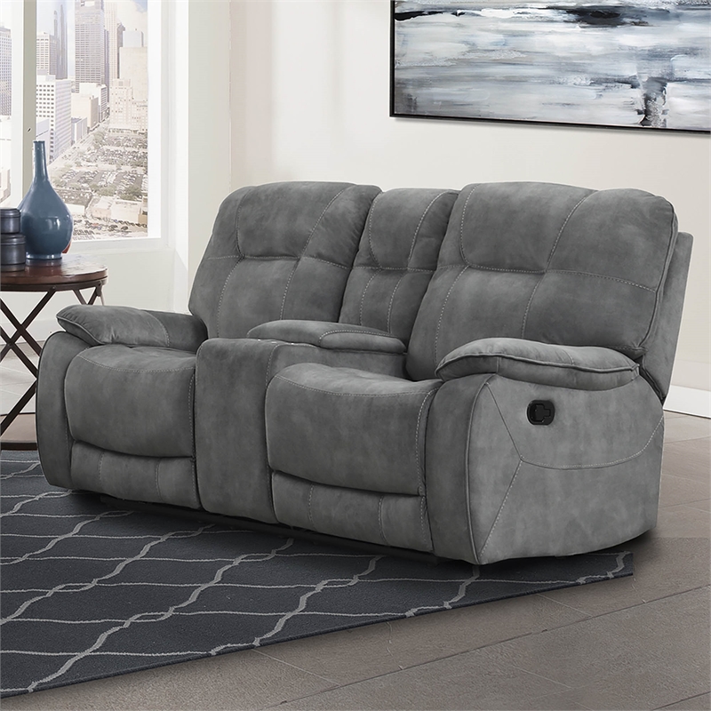 Parker Living Cooper Polyester Manual Console Loveseat in Shadow Gray