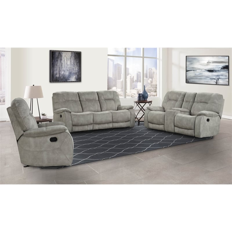 Parker Living Cooper Polyester Manual Triple Reclining Sofa in Shadow Natural
