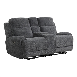 parker living contemporary polyester power console loveseat in bizmark gray