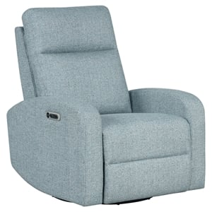 parker living power fabric swivel glider recliner in blue finish