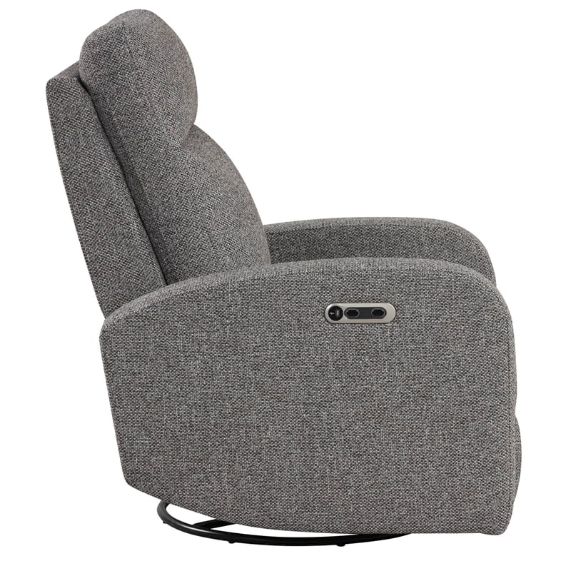 Parker Living Leather Power Swivel Glider Recliner in Gray Finish