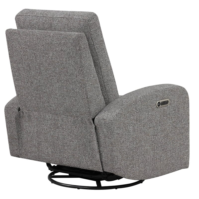 Parker Living Leather Power Swivel Glider Recliner in Gray Finish
