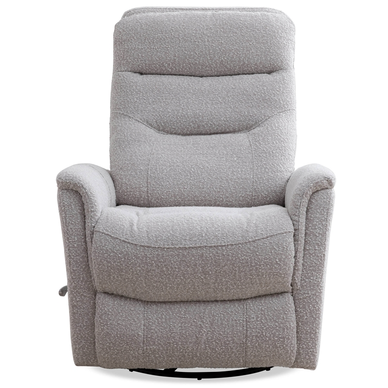 Parker Living Gemini Bloke Cotton Fabric Swivel Glider Recliner in Fossil Gray