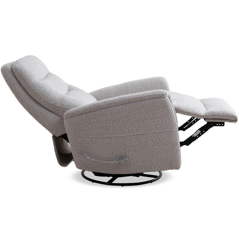 Parker Living Gemini Bloke Cotton Fabric Swivel Glider Recliner in Fossil Gray