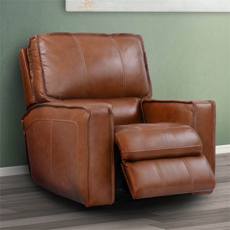 Parker Living Rockford Leather Power Recliner in Verona Saddle Brown