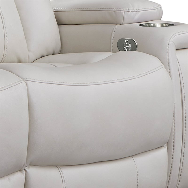 Parker Living Royce Leather Fabric Power Loveseat in Fantom Ivory White