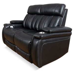Parker Living Royce Leather Fabric Power Loveseat in Midnight Black