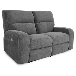 Parker Living Polaris Fabric Power Loveseat in Bizmark Gray Finish