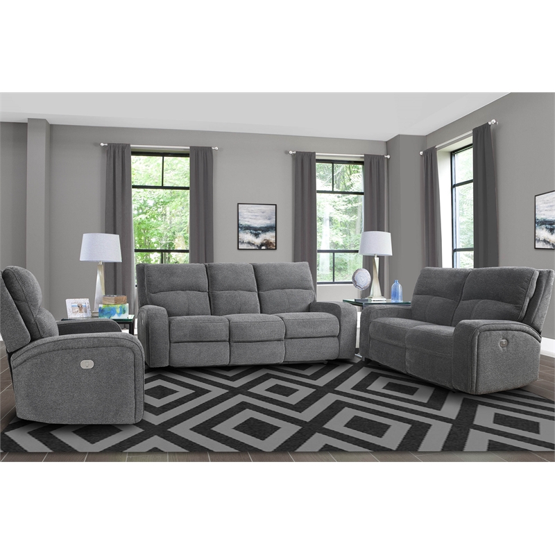 Parker Living Polaris Fabric Power Loveseat in Bizmark Gray Finish