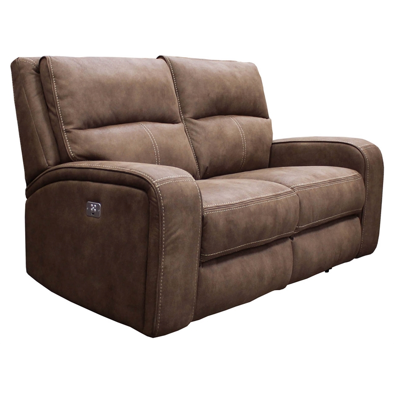 Parker Living Polaris Fabric Power Loveseat in Kahlua Brown Finish