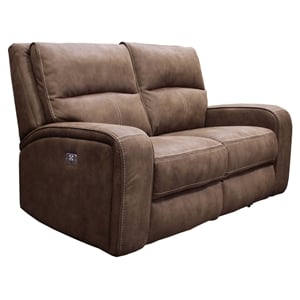 Parker Living Polaris Fabric Power Loveseat in Kahlua Brown Finish