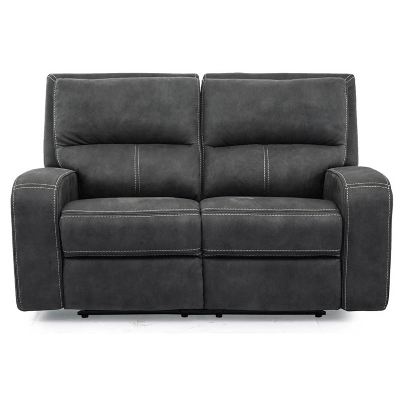 Parker Living Polaris Fabric Power Loveseat in Slate Charcoal Finish