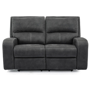 Parker Living Polaris Fabric Power Loveseat in Slate Charcoal Finish