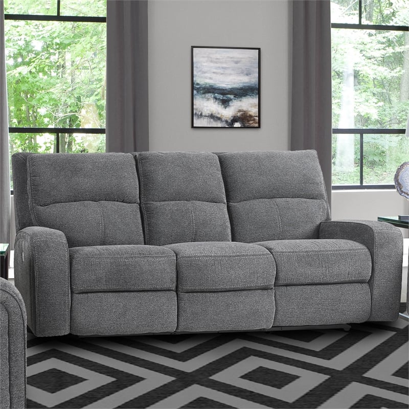 Parker Living Polaris Fabric Power Sofa in Bizmark Gray Finish