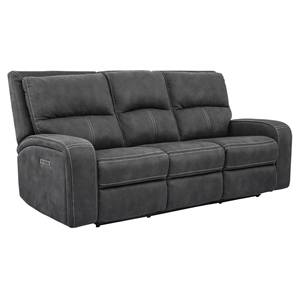 Parker Living Polaris 84.5&quotW Fabric Power Sofa in Slate Charcoal Finish