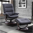 Parker Living Knight Fabric Manual Reclining Swivel Chair and Ottoman in Black