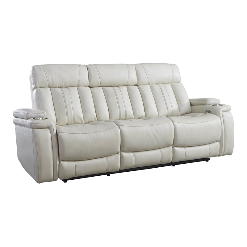 Parker Living Royce Fabric Power Drop Down Console Sofa in Fantom Ivory White