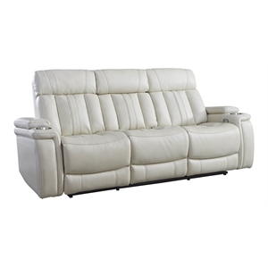 Parker Living Royce Fabric Power Drop Down Console Sofa in Fantom Ivory White